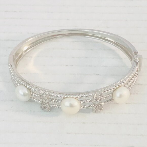 Jewelry - Vintage Sterling Silver Floral Pearl Bracelet –Stamped H 925 China